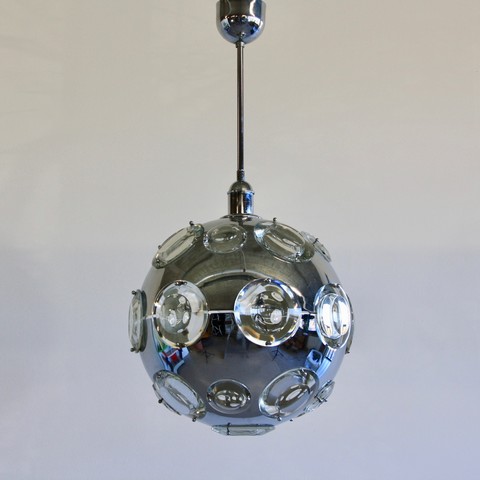 Chrome Plated Pendant Lamp by Oscar TORLASCO, 1960's Chrome Plated Pendant Lamp by Oscar TORLASCO, 1960's