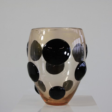 MURANO Glass Vase, Italy (Black Spots and Golddust) MURANO Glass Vase, Italy (Black Spots and Golddust)