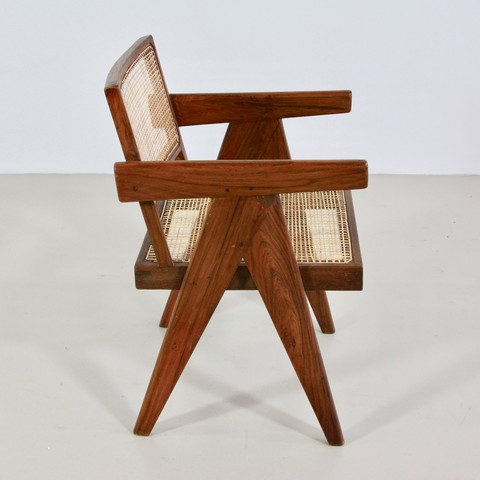 Pair of Pierre Jeanneret Cane Chair for Chandigarh, 1950's. Pair of Pierre Jeanneret Cane Chair for Chandigarh, 1950's.