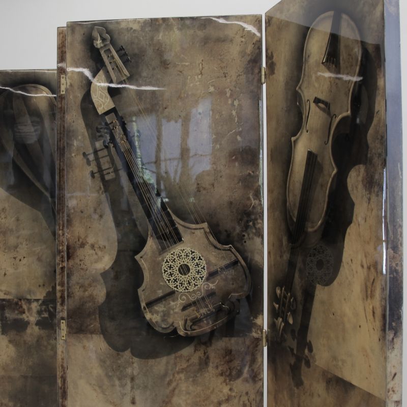 Original SIGNED Folding Screen 'Strumenti Musicali' by Aldo TURA, Italy 1960s