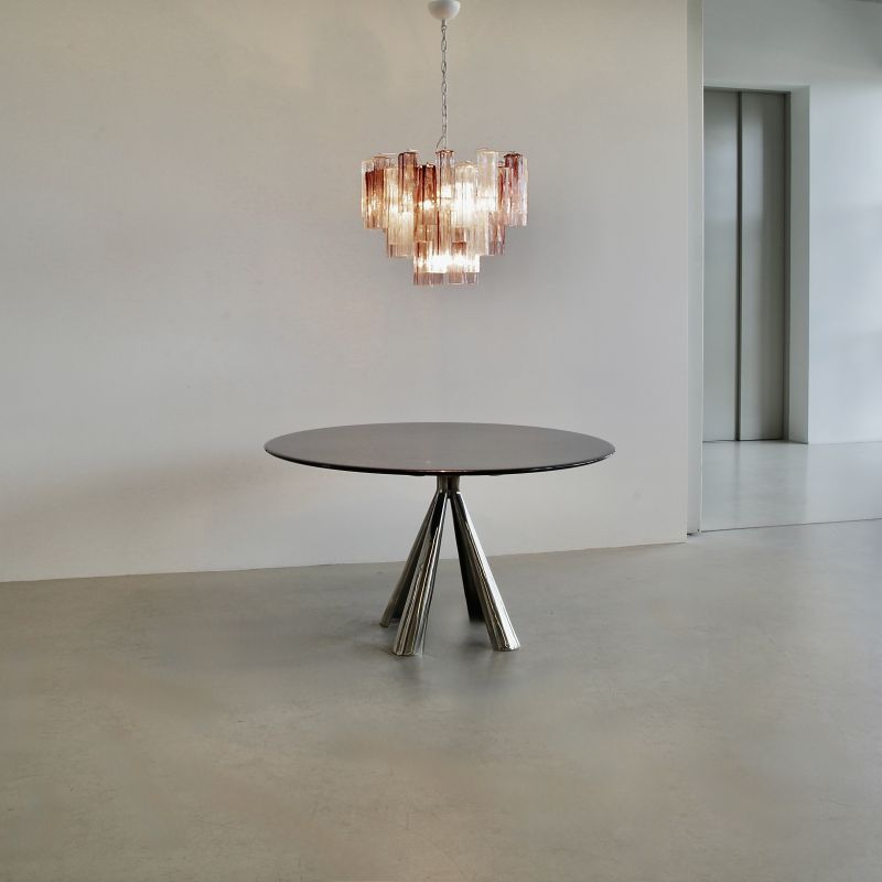 Large Tronchi MURANO Glass Chandelier (lilac and clear glass), Italy