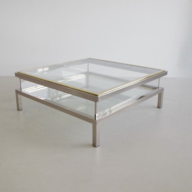BELGO CHROM Coffee Table with sliding Top, 1980s