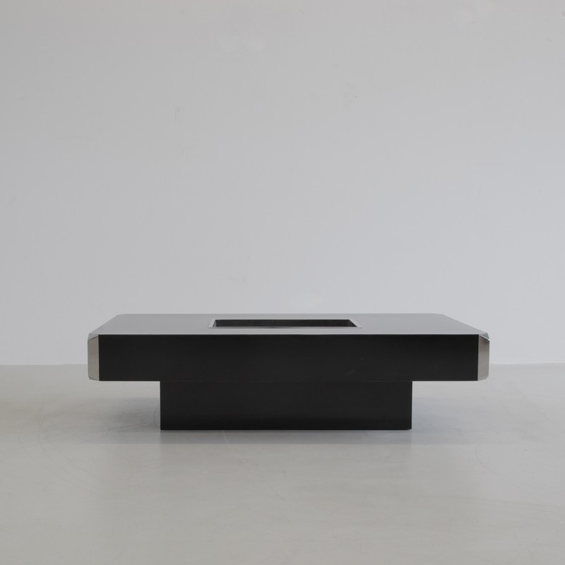 Black Coffee Table by Willy RIZZO for SABOT 1972