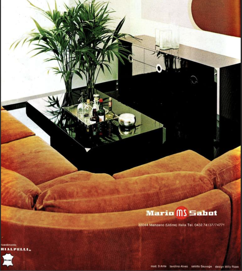 Black Coffee Table by Willy RIZZO for SABOT 1972