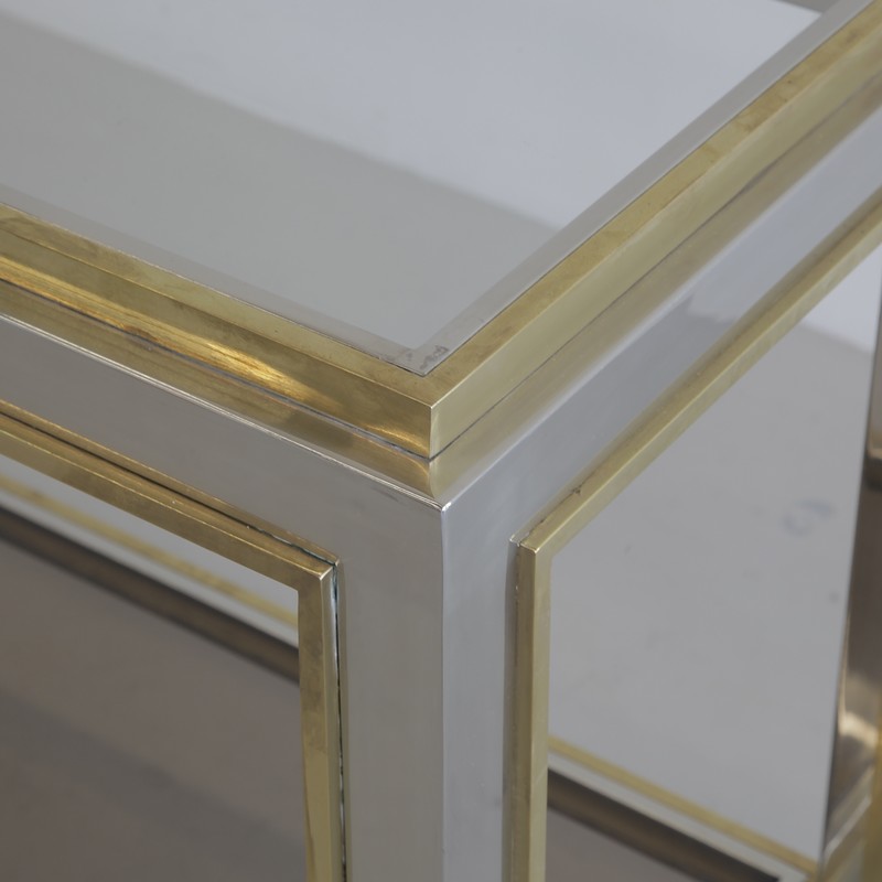 Brass and nickel plated Console Table by Romeo REGA, Italy 1970