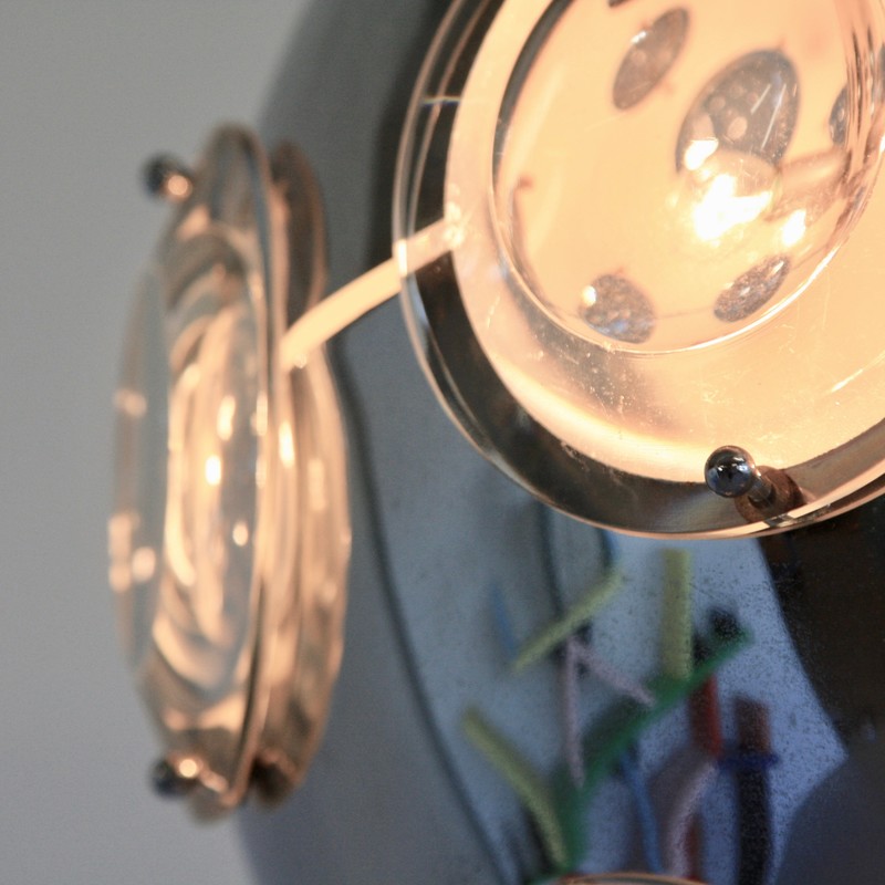 Chrome Plated Pendant Lamp by Oscar TORLASCO, 1960