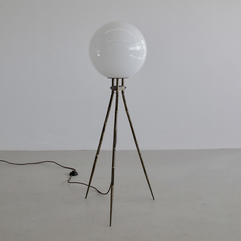 Faux Baomboo Tripod Floor Lamp, France 1960s