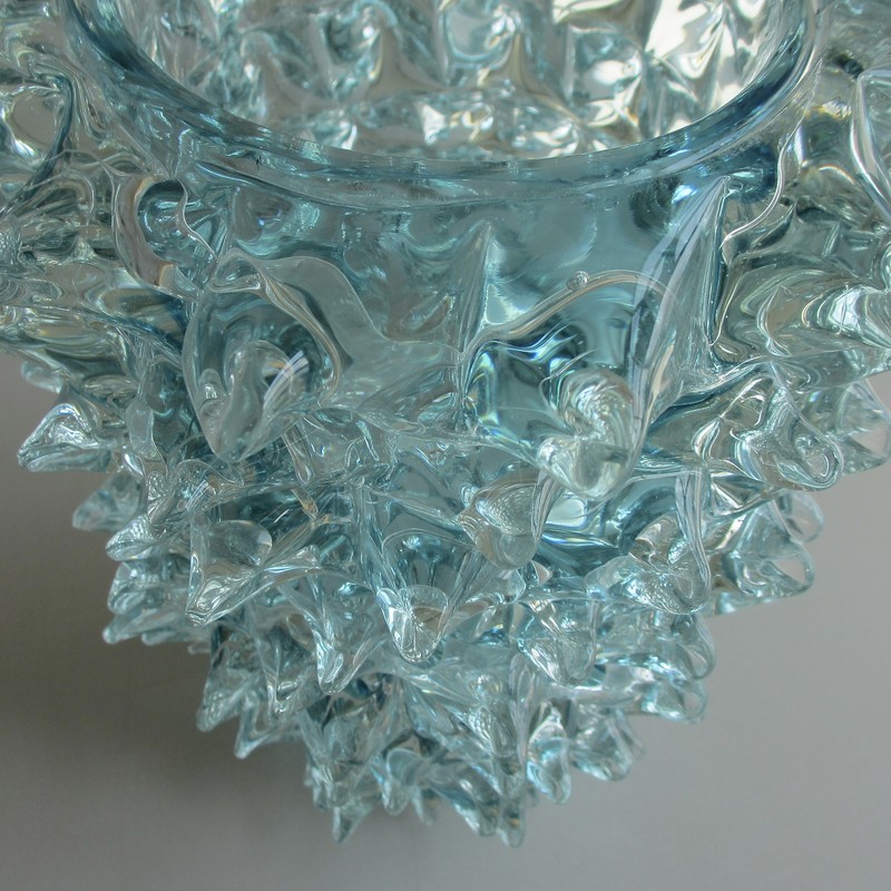 Handblown MURANO Glass Vase, Italy (light green spikes)