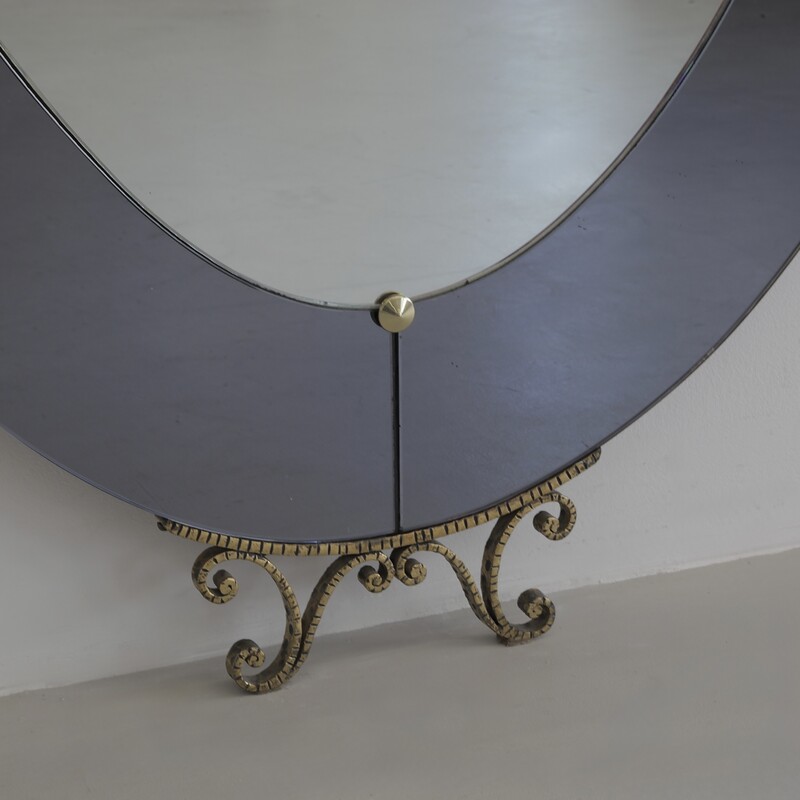 Large Floor Mirror with glass Console by CRISTAL ART, Torino, c1956