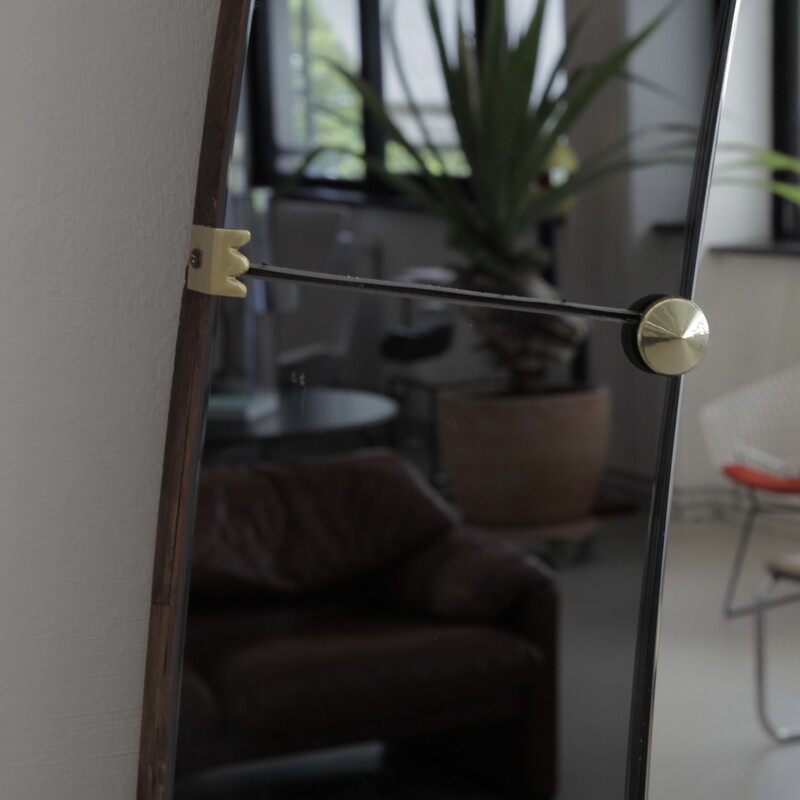 Large Floor Mirror with glass Console by CRISTAL ART, Torino, c1956