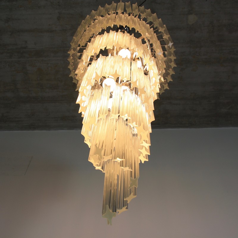 Large MURANO Glass Quadriedri Spiral Chandelier