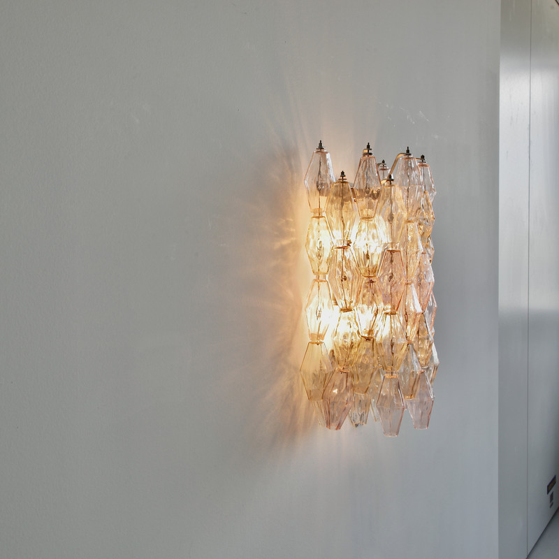 Large Poliedri Glass Wall Sconce by VENINI, 1960