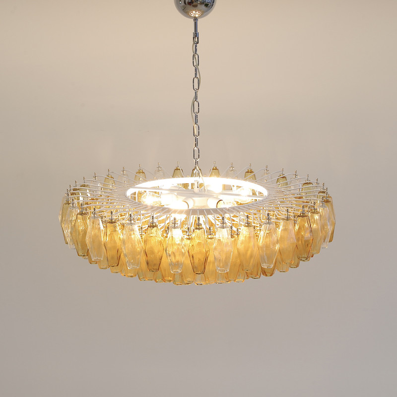 Large Polyhedron Glass Chandelier by Carlo SCARPA
