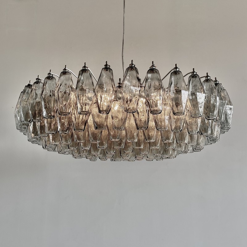 Large Polyhedron Glass Chandelier designed by Carlo SCARPA