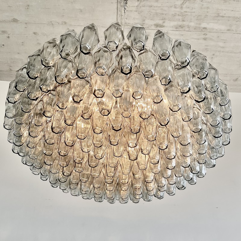 Large Polyhedron Glass Chandelier designed by Carlo SCARPA