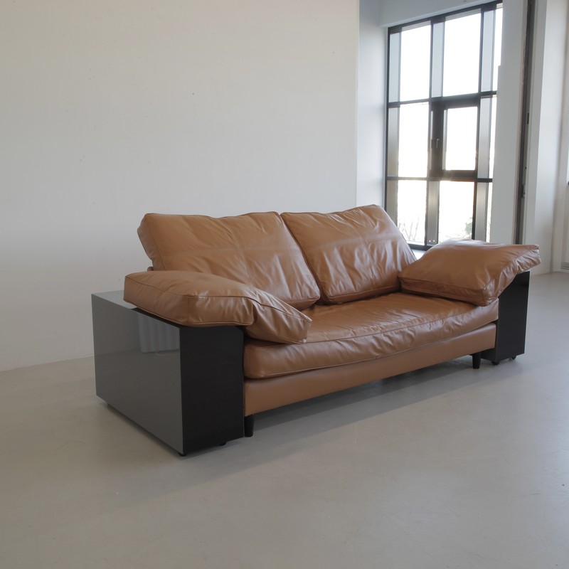 LOTA Sofa designed by Eileen GRAY in Cognac Coloured Leather
