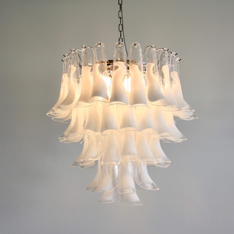 MURANO Glass Saddle Form Chandelier (White)