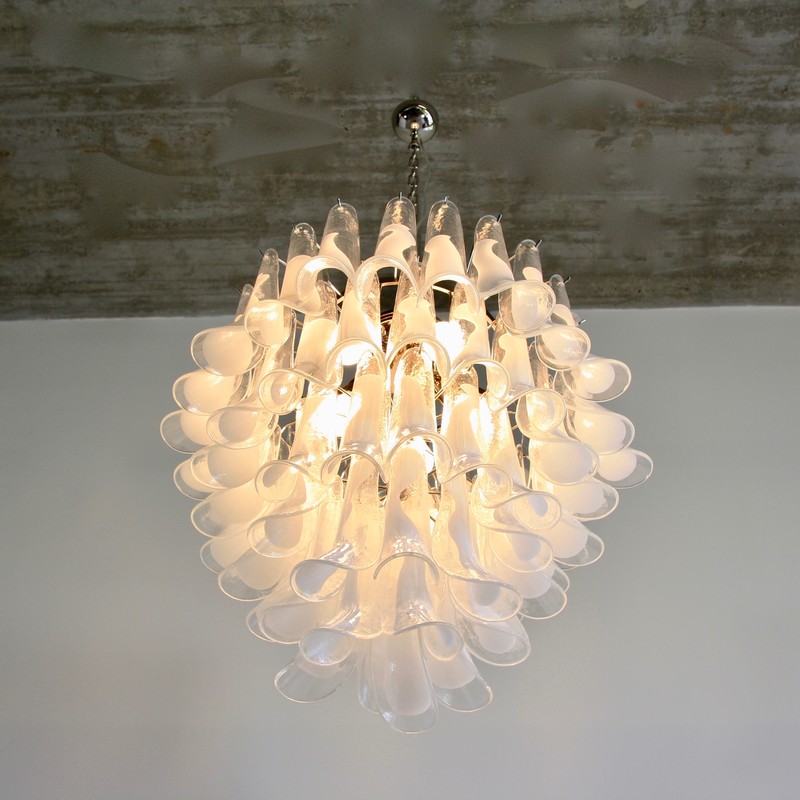 MURANO Glass Saddle Form Chandelier (White)