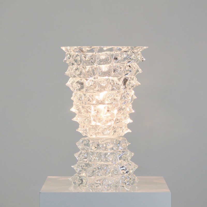 MURANO Glass Table Lamp, Italy (clear spikes)