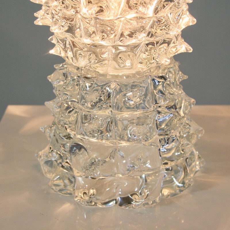 MURANO Glass Table Lamp, Italy (clear spikes)