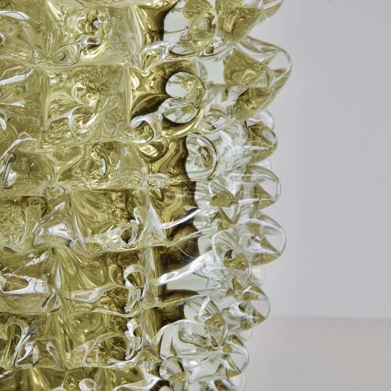 MURANO Glass Vase, Italy ( dark yellow spikes)