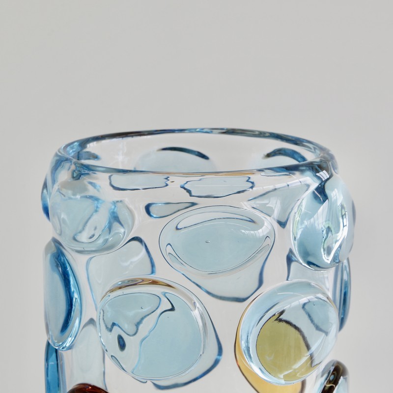 MURANO Glass Vase, Italy (light blue and orange)