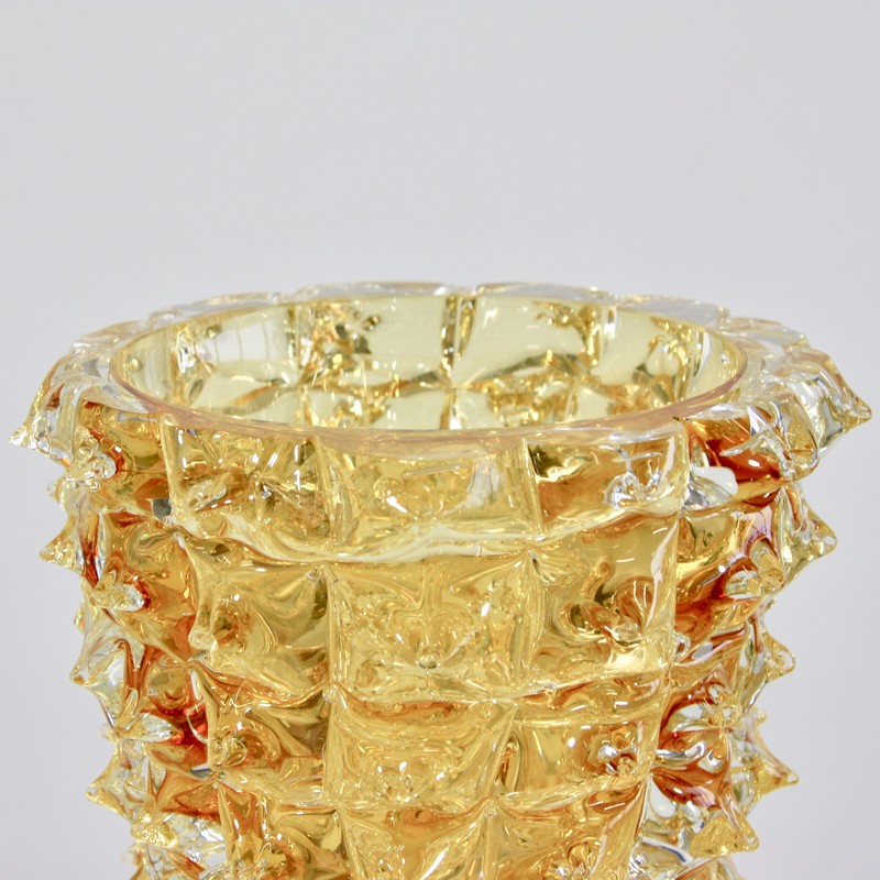 MURANO Glass Vase, Italy (Yellow spikes)