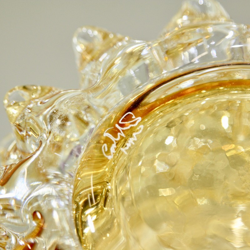 MURANO Glass Vase, Italy (Yellow spikes)