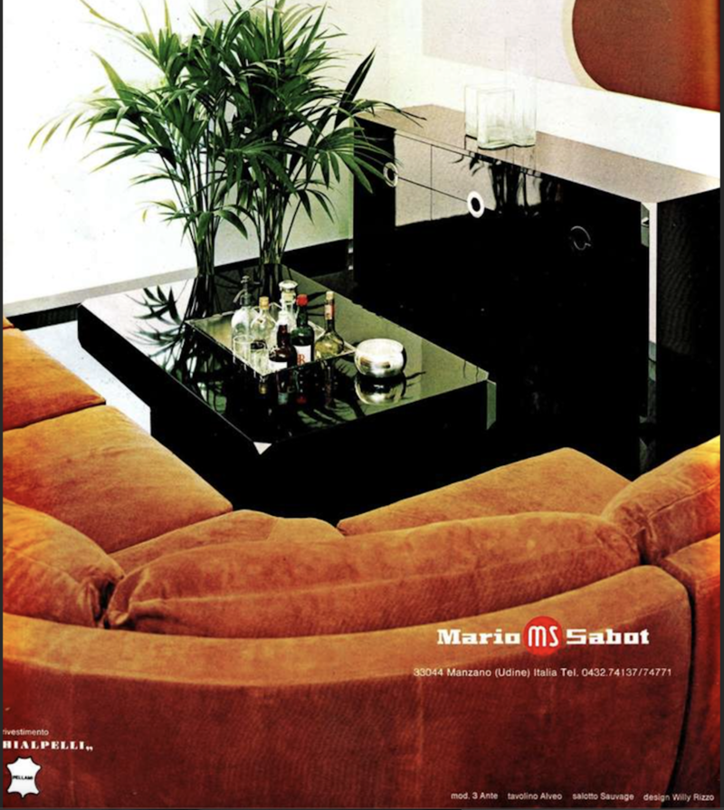 Original black 3-door Sideboard by Willy RIZZO, Sabot 1972