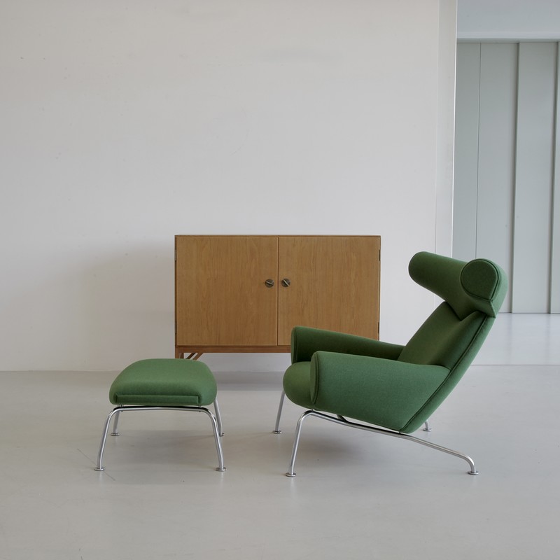 OX CHAIR & FOOTSTOOL by Hans J. WEGNER for AP STOLEN, Denmark 1970