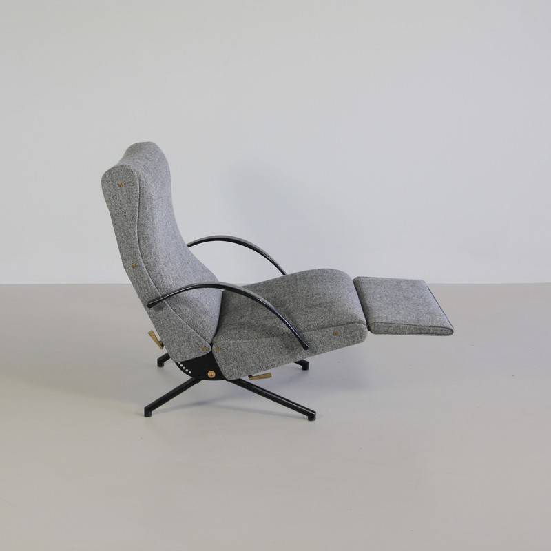 P40 Osvaldo BORSANI, (Salt and Pepper) Reclining Lounge Chair - spaceandchrome.com