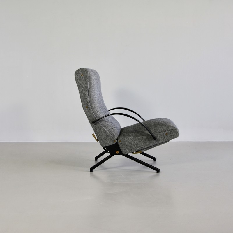 P40 Osvaldo BORSANI, (Salt and Pepper) Reclining Lounge Chair - spaceandchrome.com