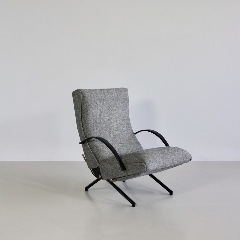 P40 Osvaldo BORSANI, (Salt and Pepper) Reclining Lounge Chair - spaceandchrome.com