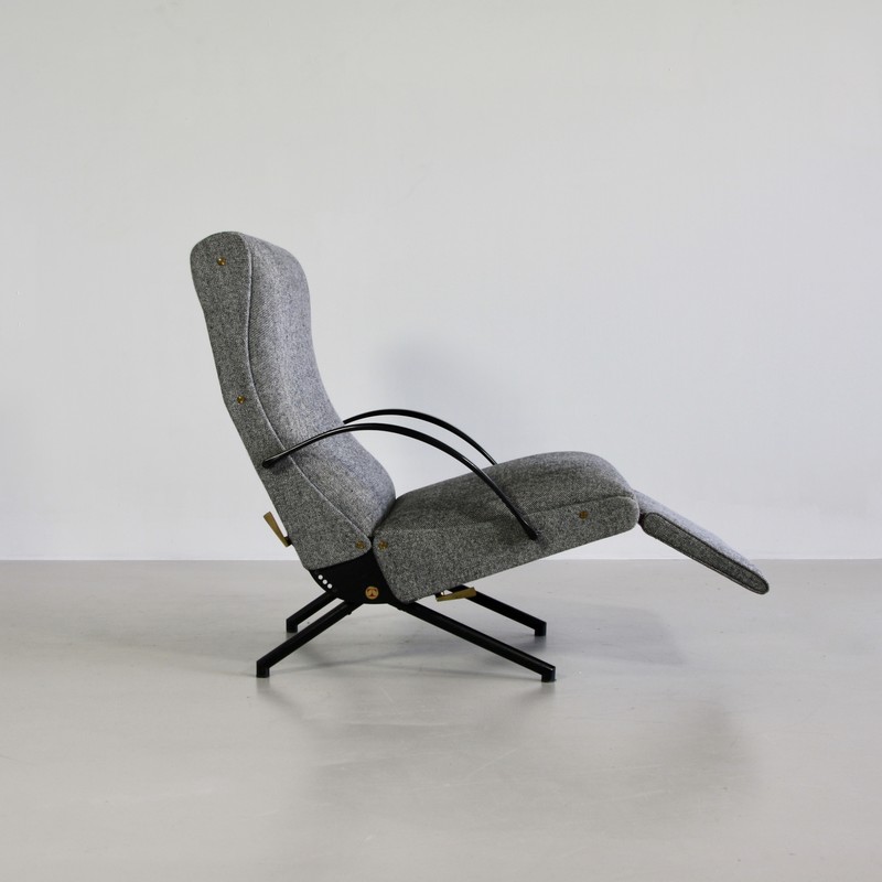 P40 Osvaldo BORSANI, (Salt and Pepper) Reclining Lounge Chair - spaceandchrome.com