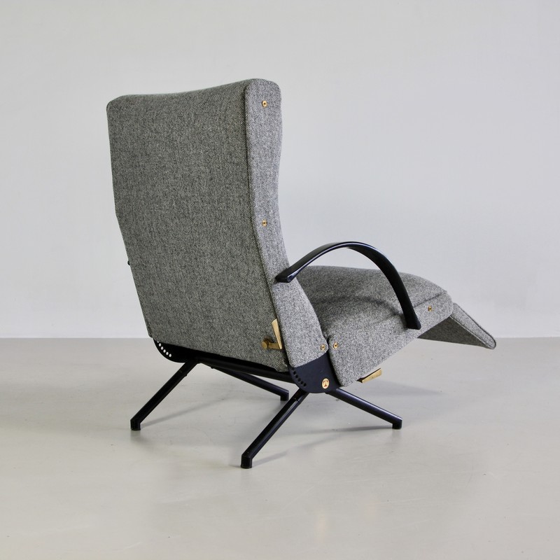 P40 Osvaldo BORSANI, (Salt and Pepper) Reclining Lounge Chair - spaceandchrome.com