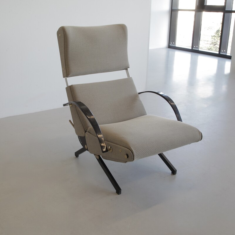 P40 Osvaldo BORSANI, (sand colourd upholstery) Reclining Lounge Chair 