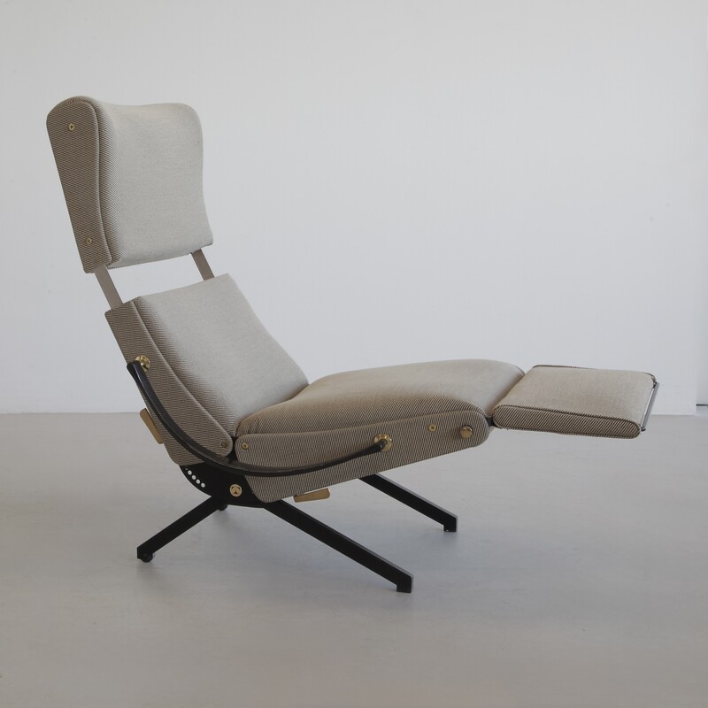P40 Osvaldo BORSANI, (sand colourd upholstery) Reclining Lounge Chair 