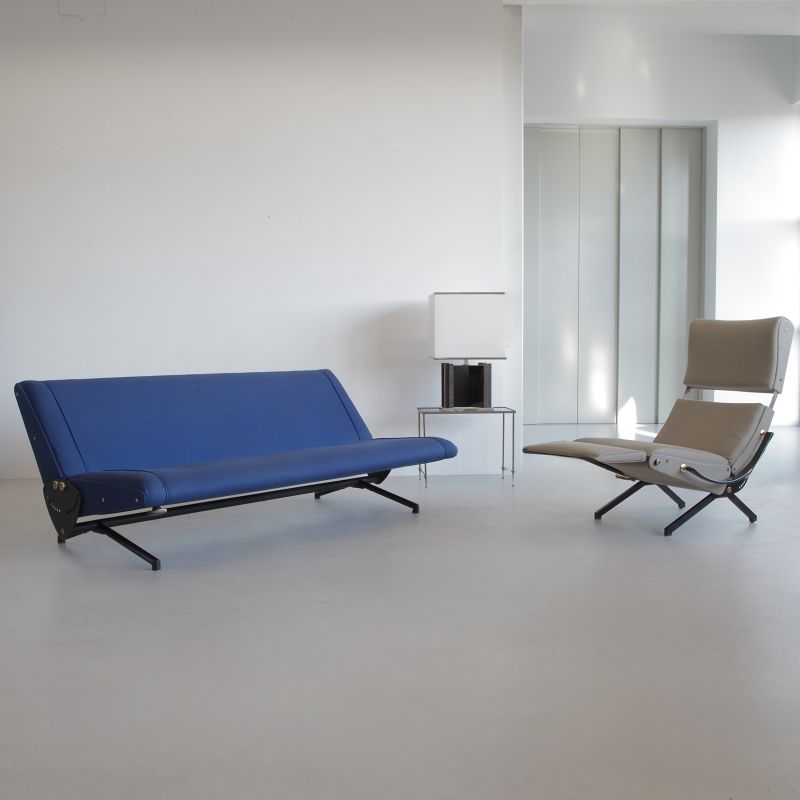 P40 Osvaldo BORSANI, (sand colourd upholstery) Reclining Lounge Chair