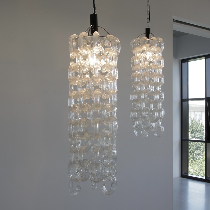 Pair of Chandeliers by Giusto Toso "Fratelli Toso", MURANO 1966
