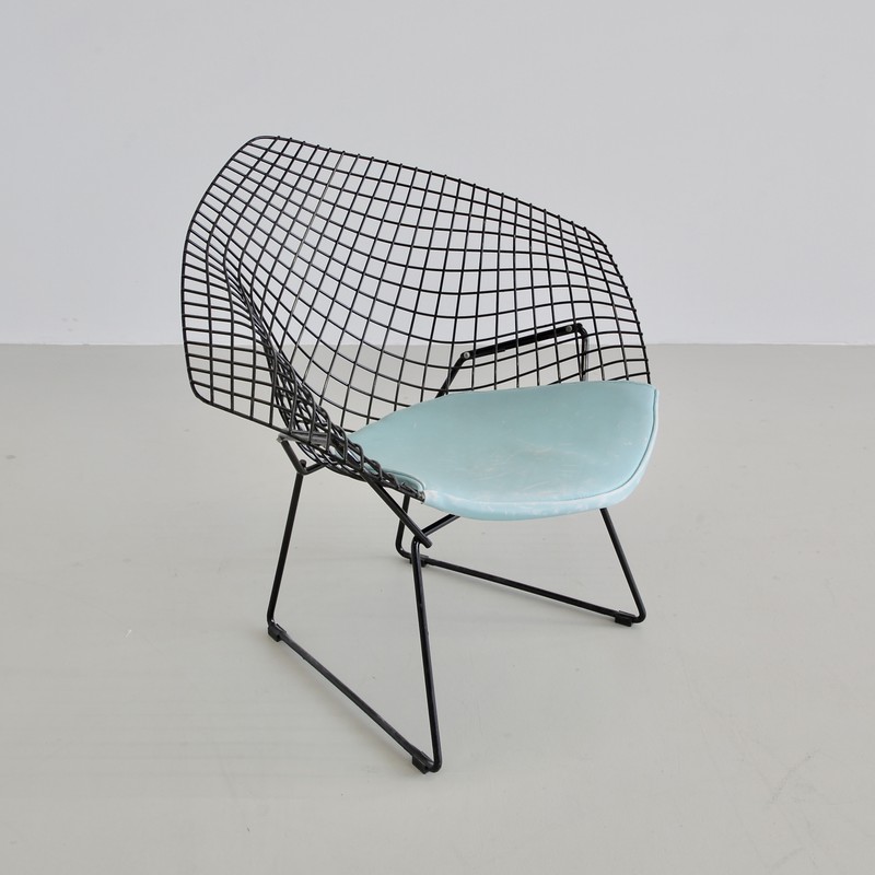 Pair of Early Black Diamond Chairs by Harry BERTOIA