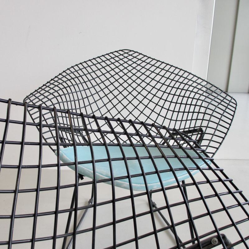 Pair of Early Black Diamond Chairs by Harry BERTOIA