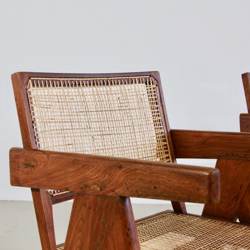 Pair of Pierre Jeanneret Cane Chair for Chandigarh, 1950