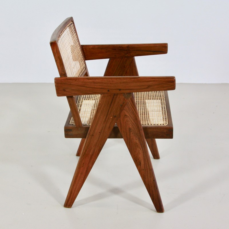 Pair of Pierre Jeanneret Cane Chair for Chandigarh, 1950