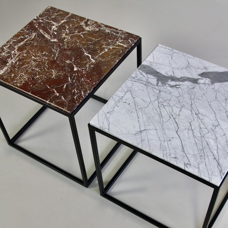 PAIR of Side Tables with Marble Tops