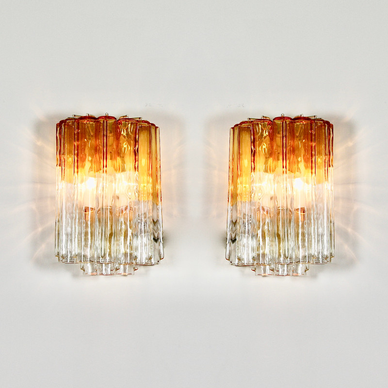 PAIR of Wall Sconces by VENINI, Italy 1960