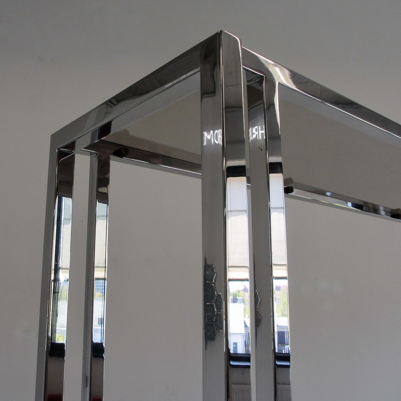 Polished Stainless Steel Library by Willy RIZZO, SIGNED