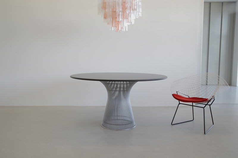 Round Warren PLATNER Dining Table with Stone Top, KNOLL INTERNATIONAL