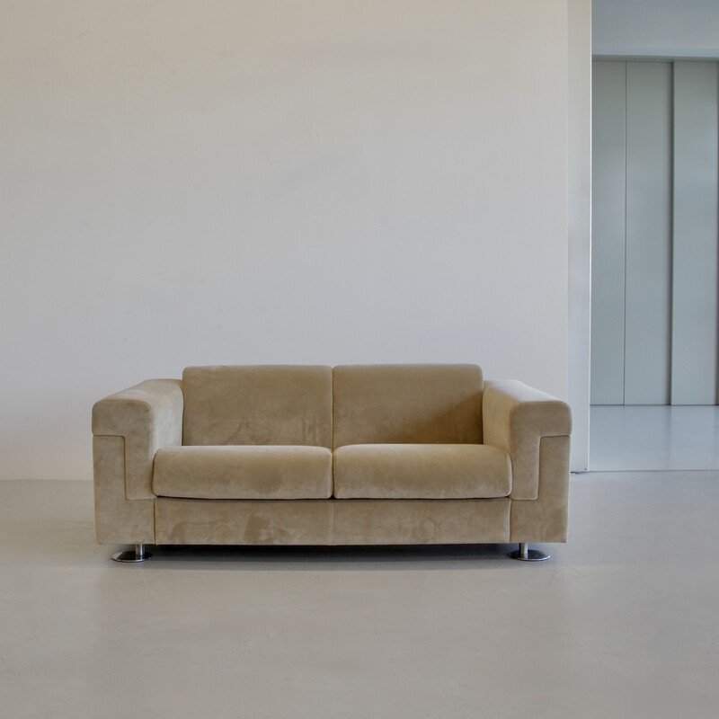 Sand Coloured Two-Seat Sofa D120 by Valeria BORSANI and Alfredo BONETTI, TECNO 1966