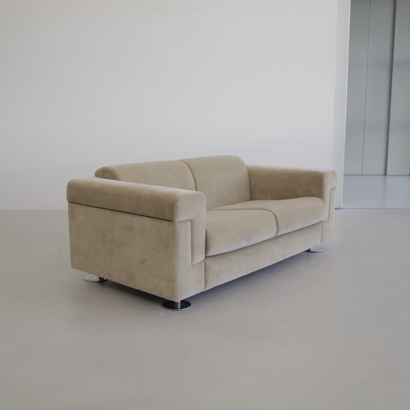 Sand Coloured Two-Seat Sofa D120 by Valeria BORSANI and Alfredo BONETTI, TECNO 1966