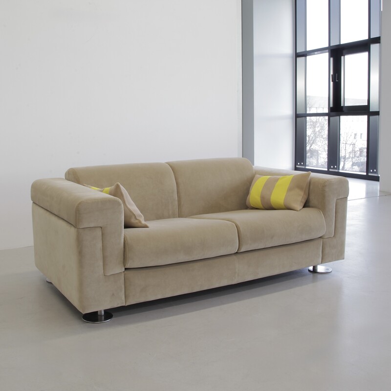 Sand Coloured Two-Seat Sofa D120 by Valeria BORSANI and Alfredo BONETTI, TECNO 1966